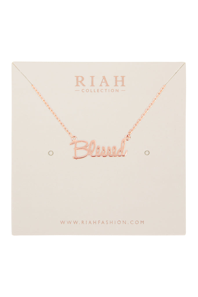 Cast "Blessed" Pendant Necklace