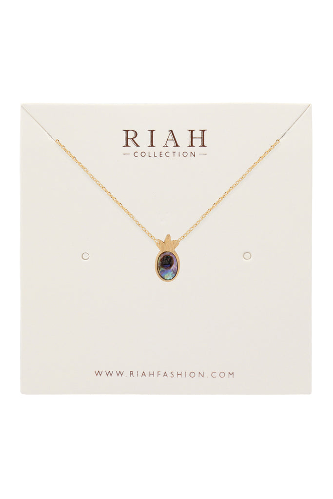 HDNEN609 - PINEAPPLE WITH ABALONE SHELL PENDANT NECKLACE