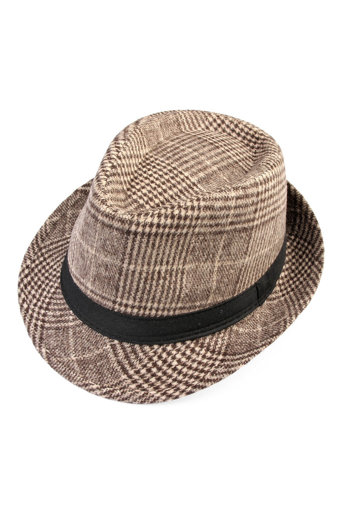 Plaid Short Brim Fedora