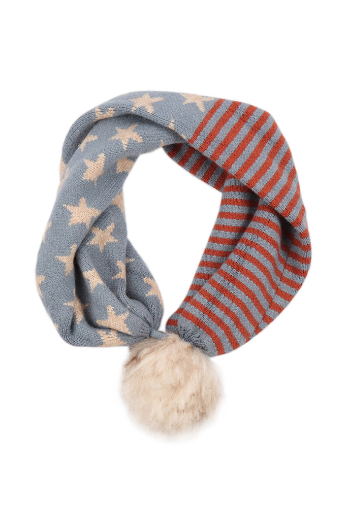 USA ACCENT LIGHT PRINT POM DUAL PURPOSE BEANIE SCARF