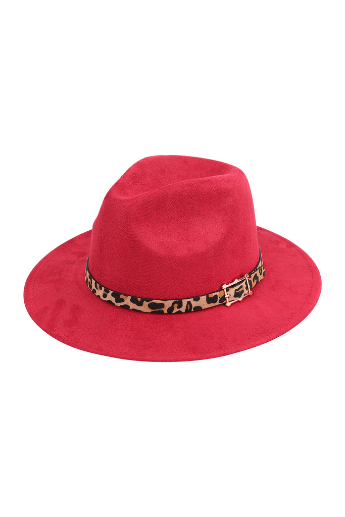 FASHION BRIM HAT WITH LEOPARD ACCENT