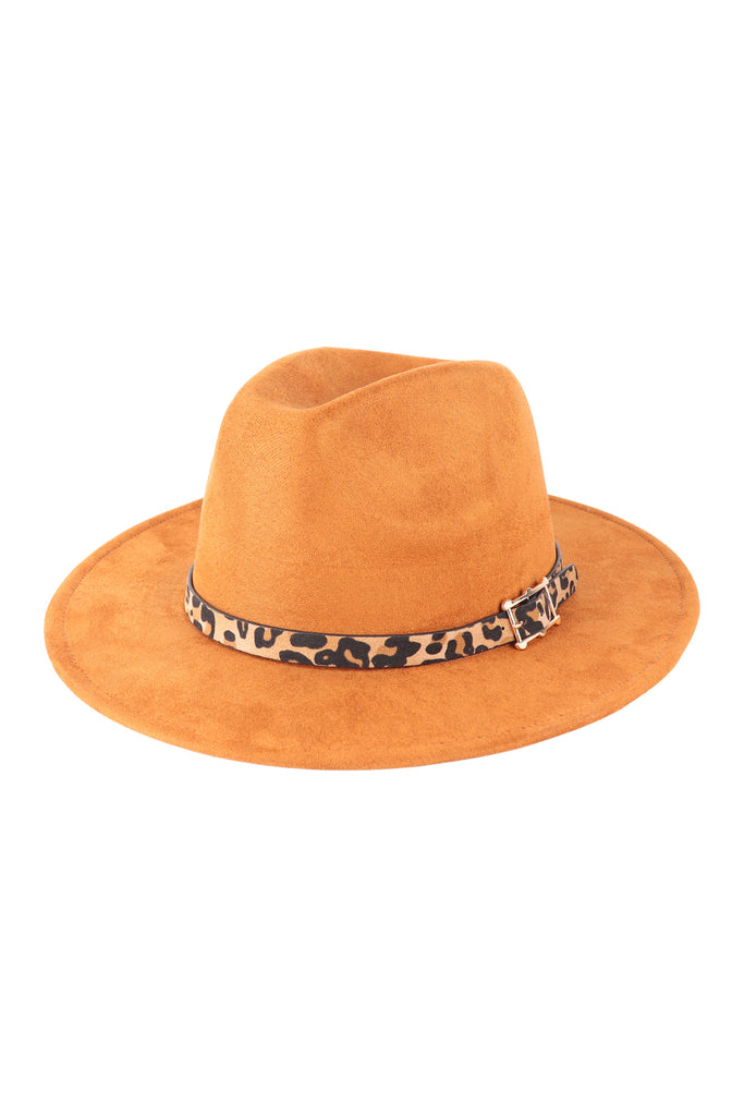 FASHION BRIM HAT WITH LEOPARD ACCENT