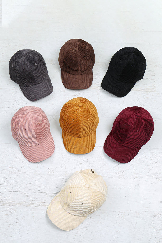 LINE TEXTURED COTTON CORDUROY FASHION CAP