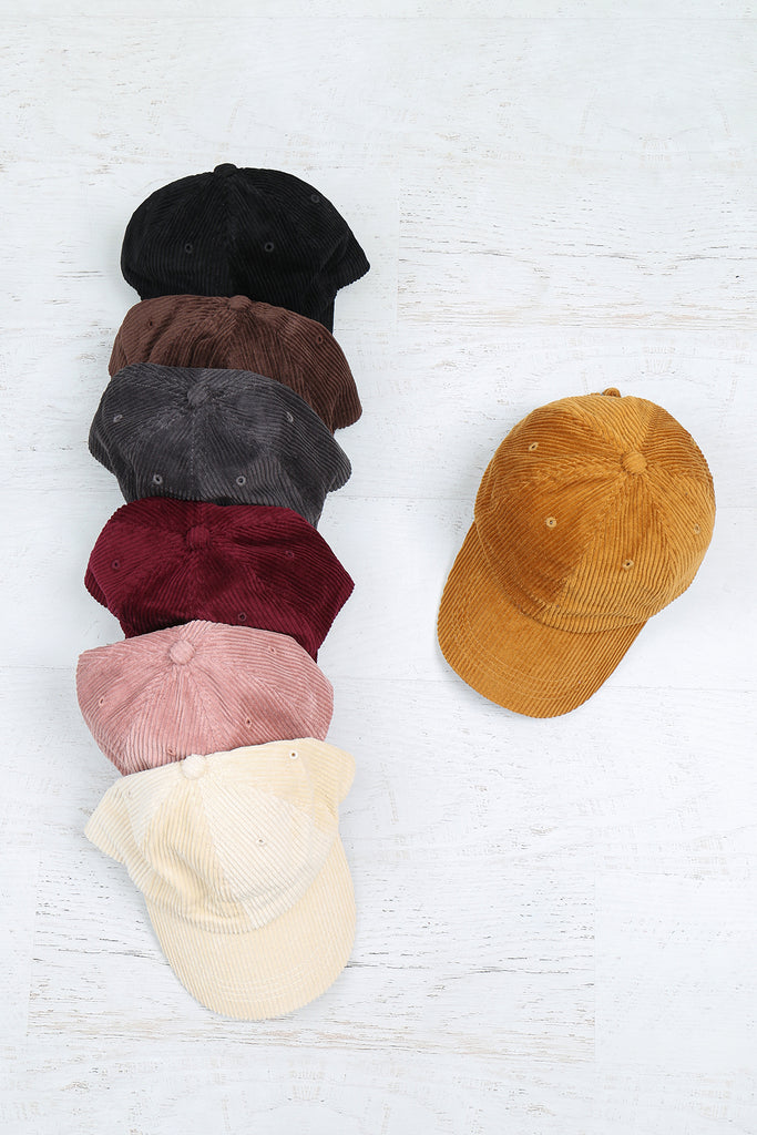 LINE TEXTURED COTTON CORDUROY FASHION CAP