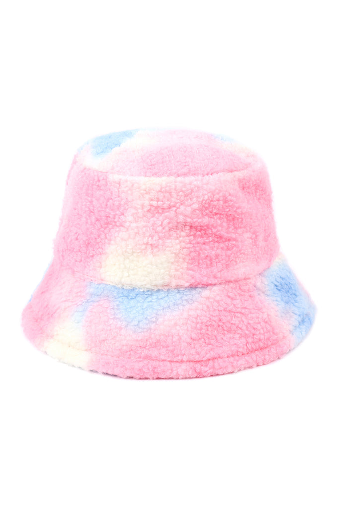 TIE DYE FUZZY FLEECE BUCKET HAT