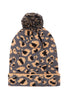 LEOPARD KNITTED POMPOM BEANIE