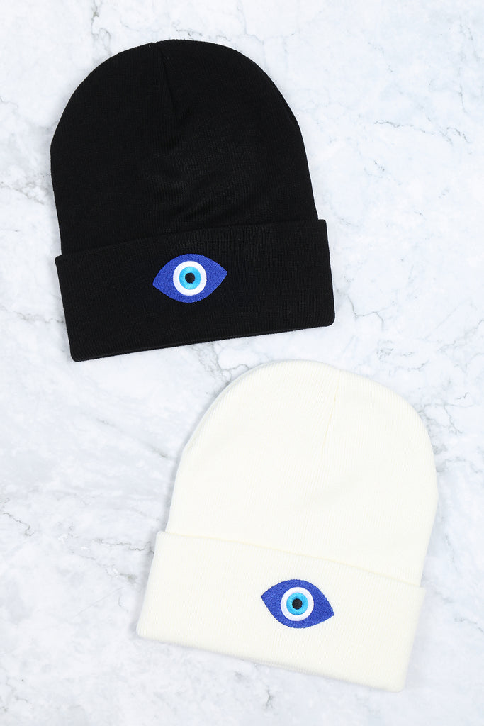 KNITTED BEANIE WTIH EVIL EYE