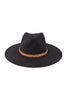 FASHION BRIM HAT W/ BREADED LEATHER STRAP