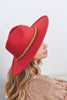 FASHION BRIM HAT W/ BREADED LEATHER STRAP