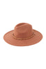 FASHION BRIM HAT W/ BREADED LEATHER STRAP