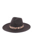 FELT FASHION BRIM HAT W/ LEOPARD ACCENT