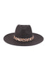 FELT FASHION BRIM HAT W/ LEOPARD ACCENT