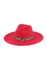 FELT FASHION BRIM HAT W/ LEOPARD ACCENT