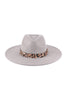 FELT FASHION BRIM HAT W/ LEOPARD ACCENT