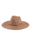 PANAMA BRIM SUMMER HAT WITH CHAIN ACCENT