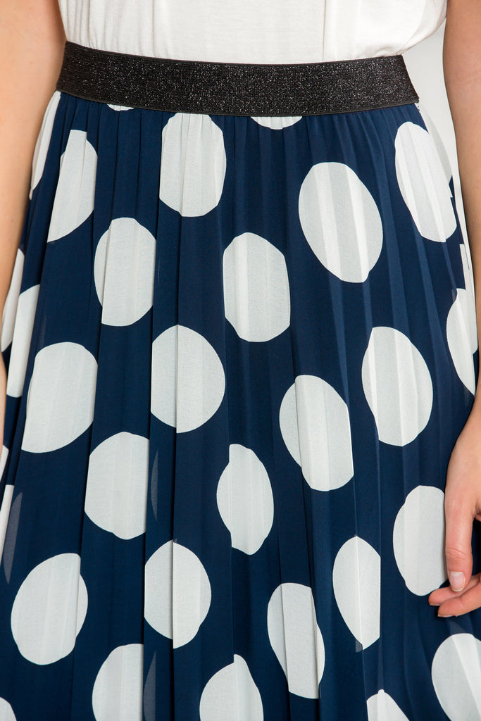 Pleated Polka Dot Midi Skirt