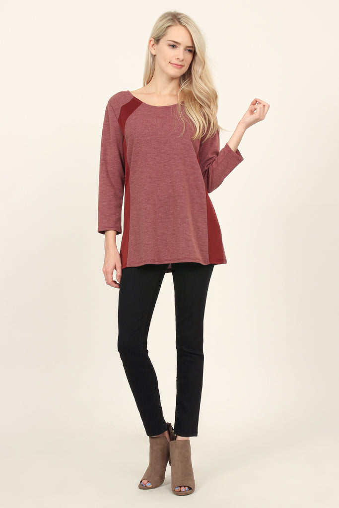 Side Accented Round Neck Classic Top