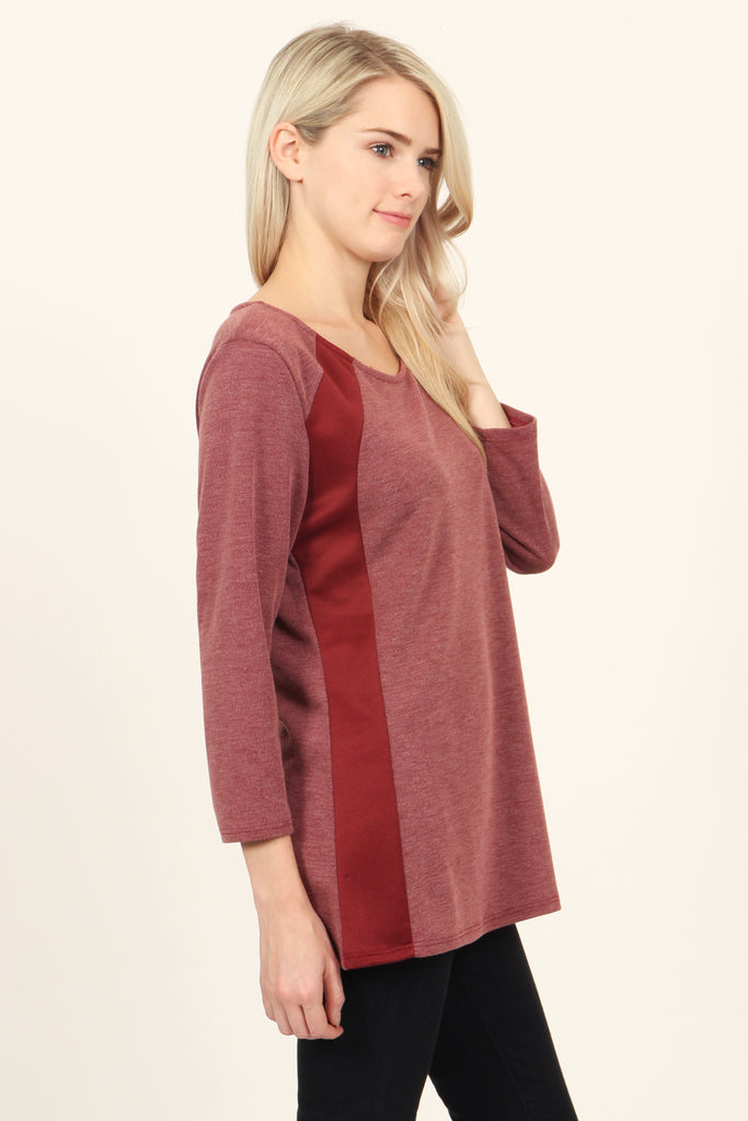 Side Accented Round Neck Classic Top