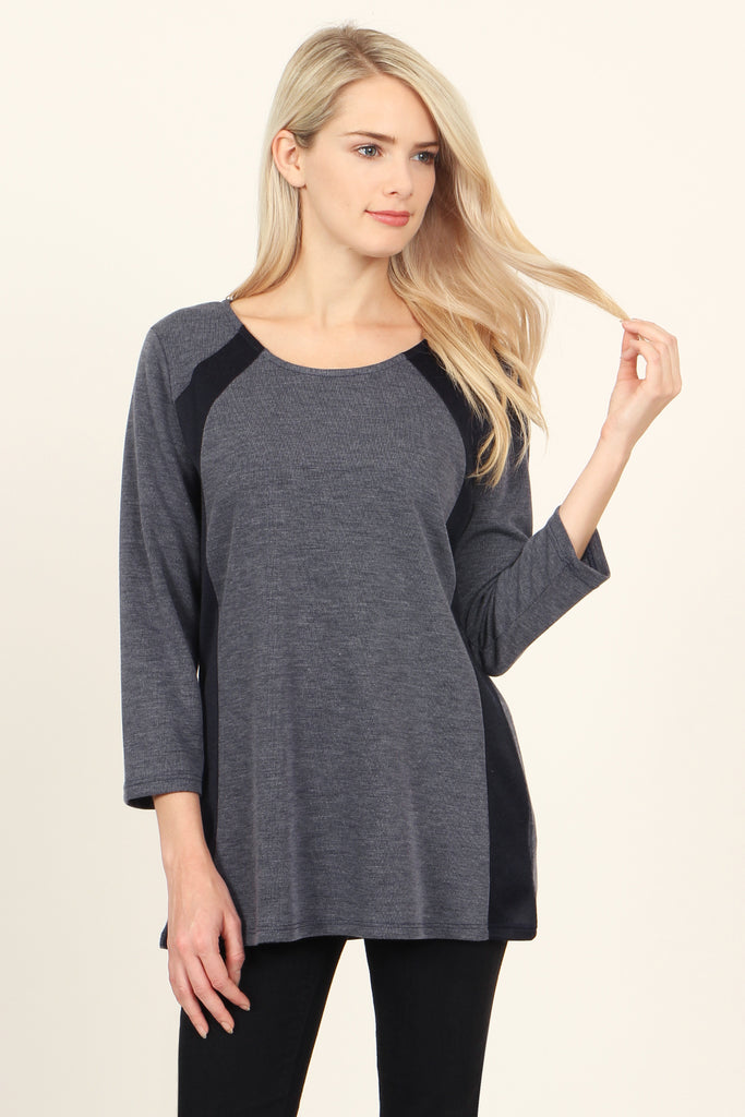 Side Accented Round Neck Classic Top