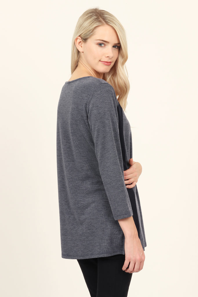 Side Accented Round Neck Classic Top