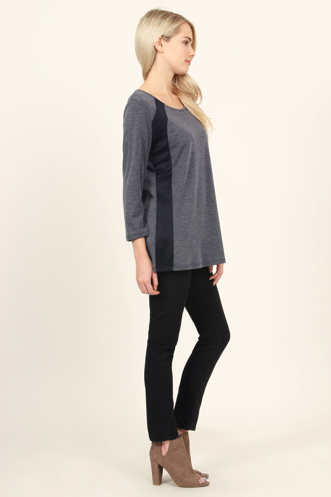 Side Accented Round Neck Classic Top