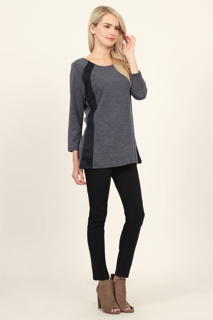 Side Accented Round Neck Classic Top