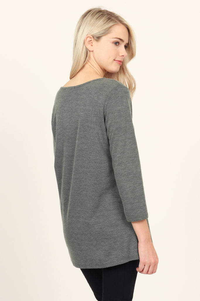 Side Accented Round Neck Classic Top