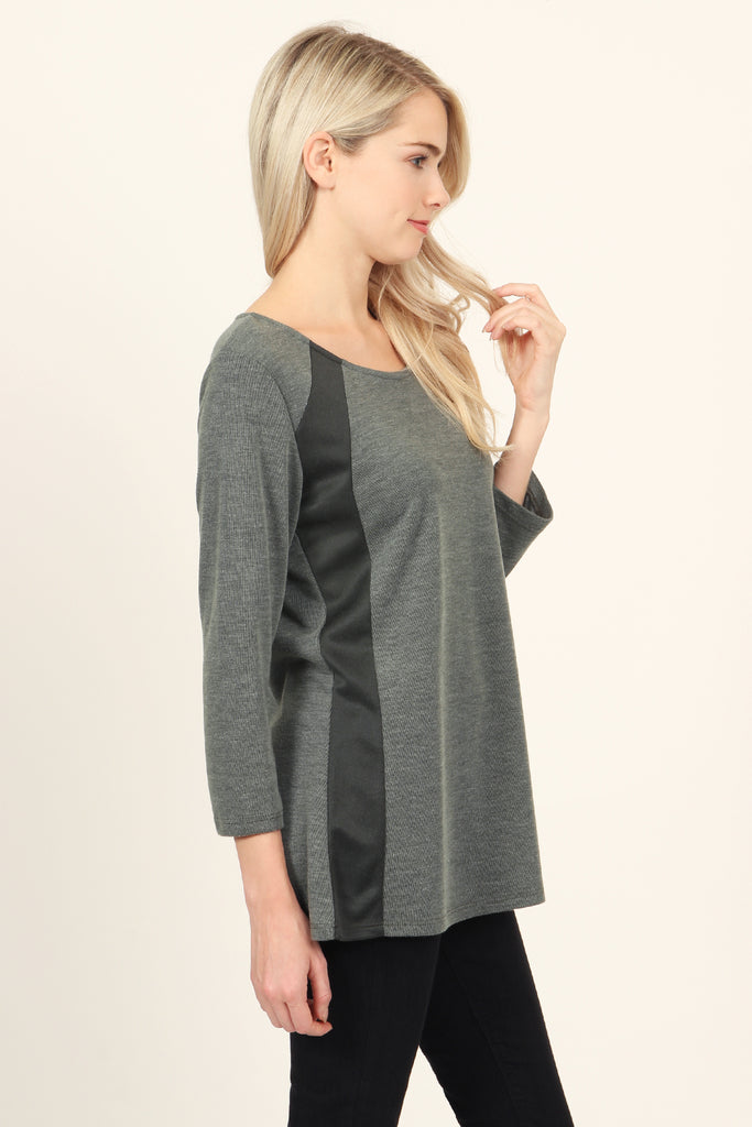 Side Accented Round Neck Classic Top