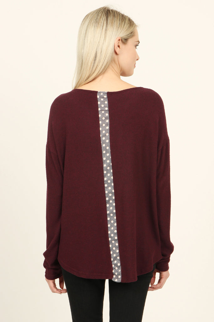 Two Tone Polka Dot Pocket Top
