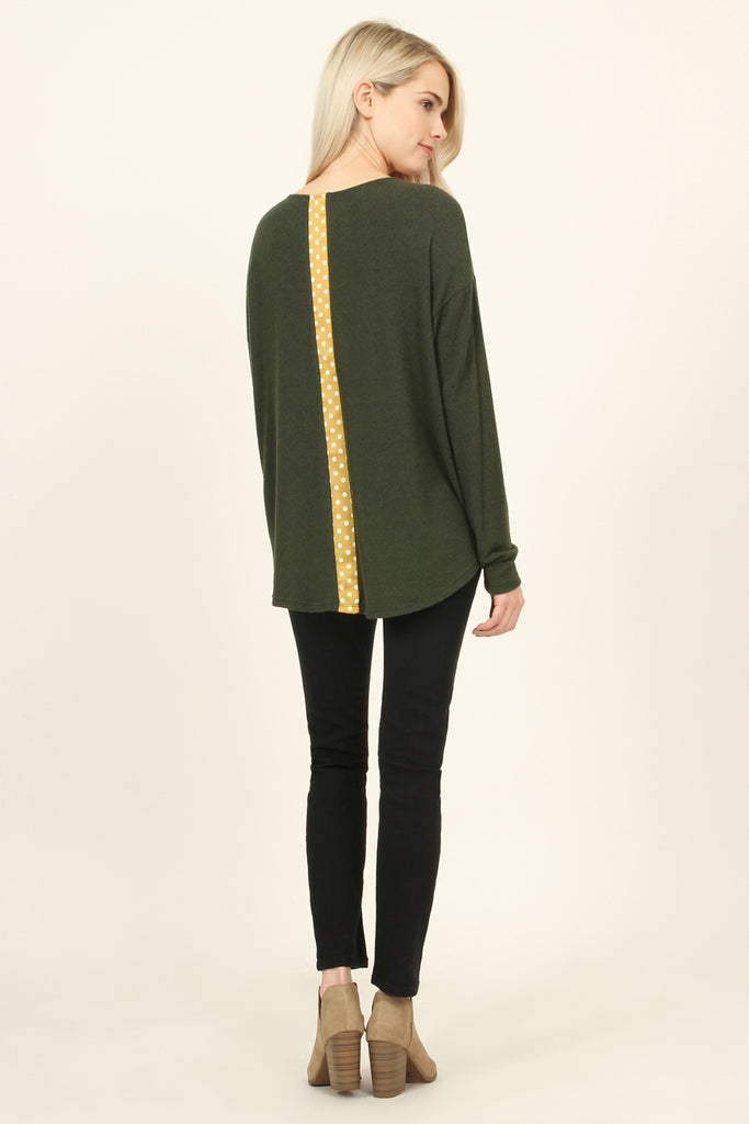 Two Tone Polka Dot Pocket Top