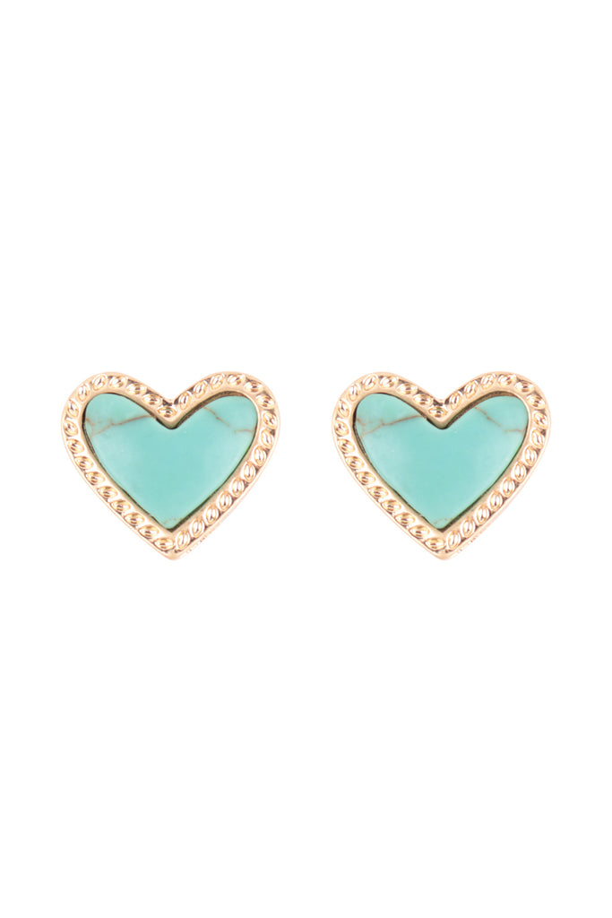 HEART NATURALS STONE STUD EARRINGS