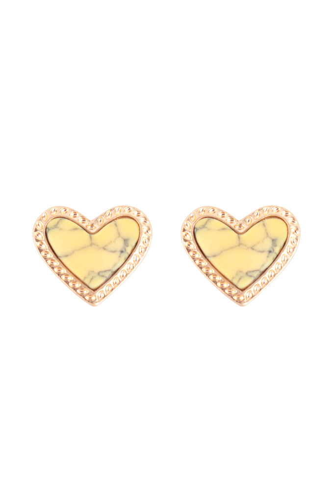 HEART NATURALS STONE STUD EARRINGS