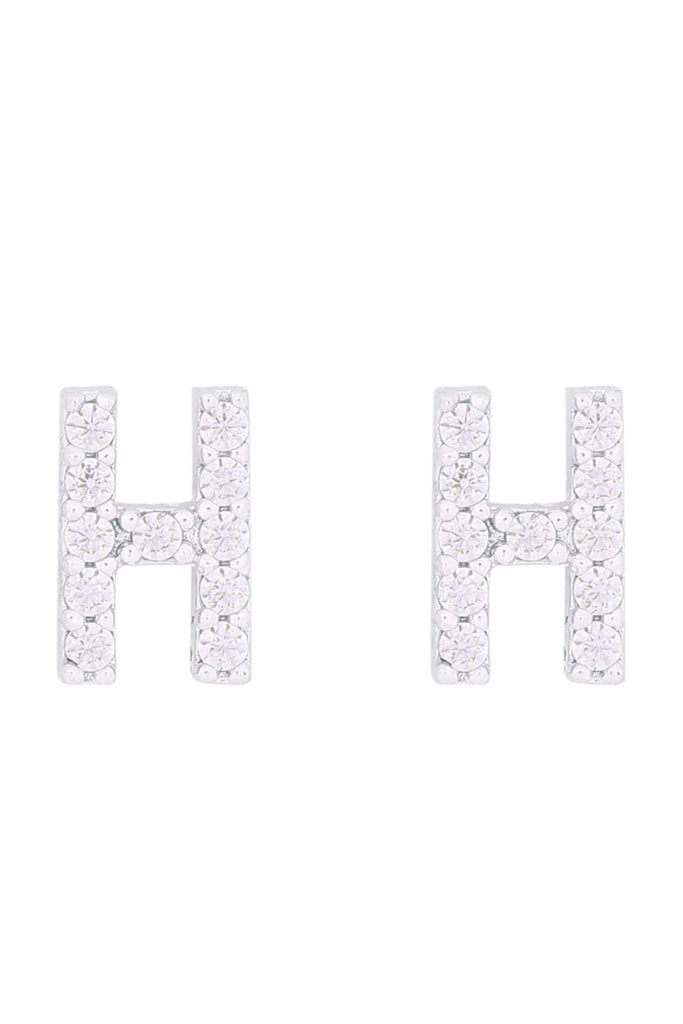 CUBIC ZIRCONIA "H" INITIAL EARRINGS