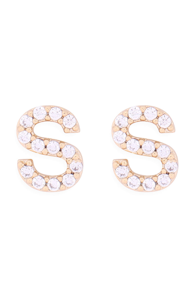 CUBIC ZIRCONIA "S" INITIAL EARRINGS