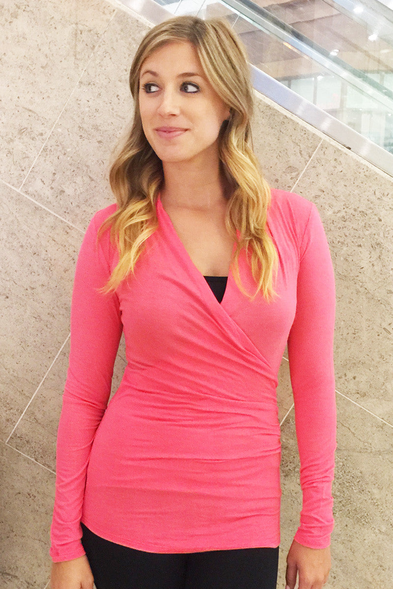Coral Surplice Ruched Side Knit Halter Top main image 1