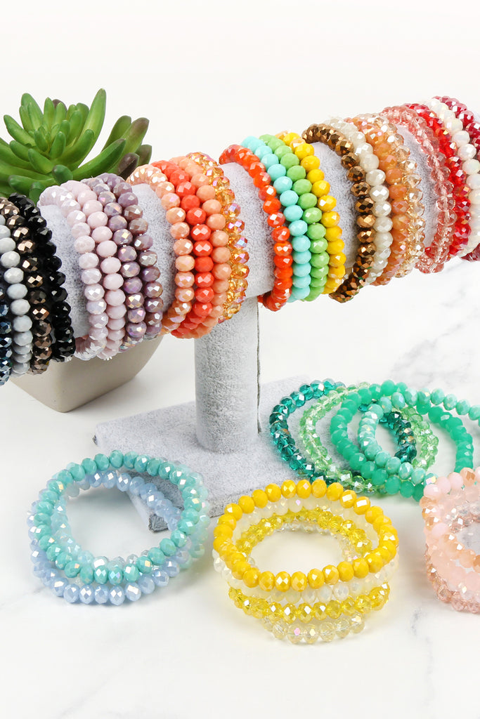 Multi-Color Crystal Bead Stretch Ankle Bracelet – 2022 Collection, Handmade, 10.5-11 Inches