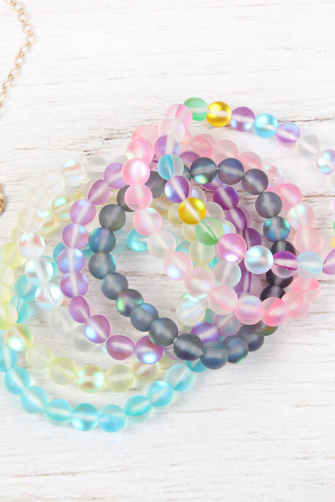 HDB2279 - CHIC COLORED MERMAID GLASS STRETCH BRACELET