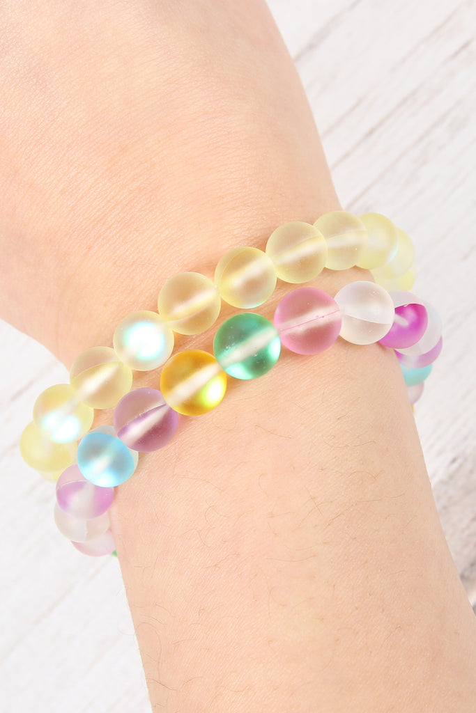 HDB2279 - CHIC COLORED MERMAID GLASS STRETCH BRACELET