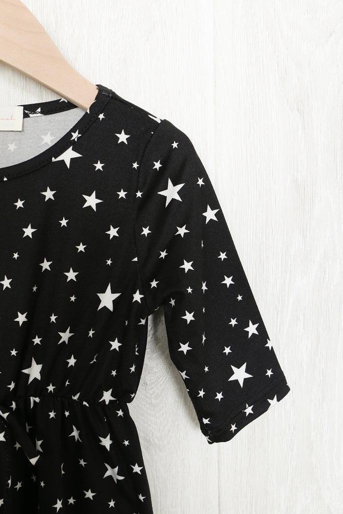Toddler Girls Quarter Sleeve Star Print Dress