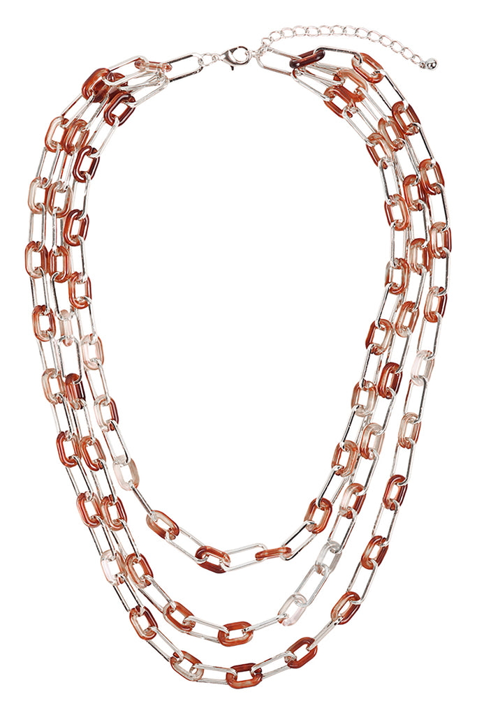 HDN3275 - CHAIN ACETATE METAL LAYERED STATEMENT NECKLACE