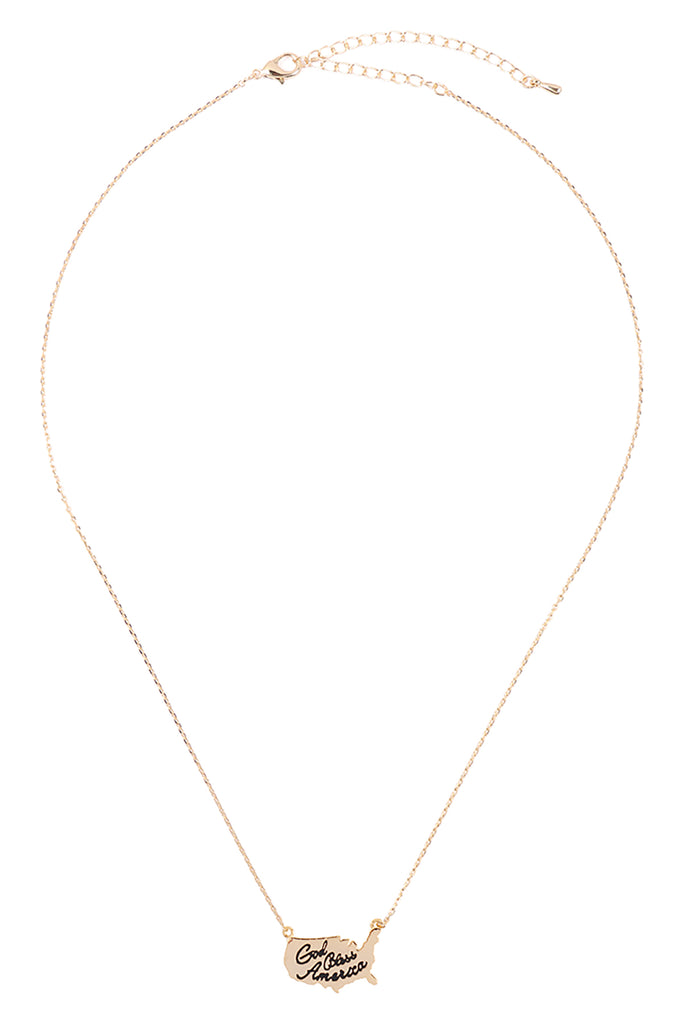 INA219 - "GOD BLESS AMERICA" CONTINENT NECKLACE