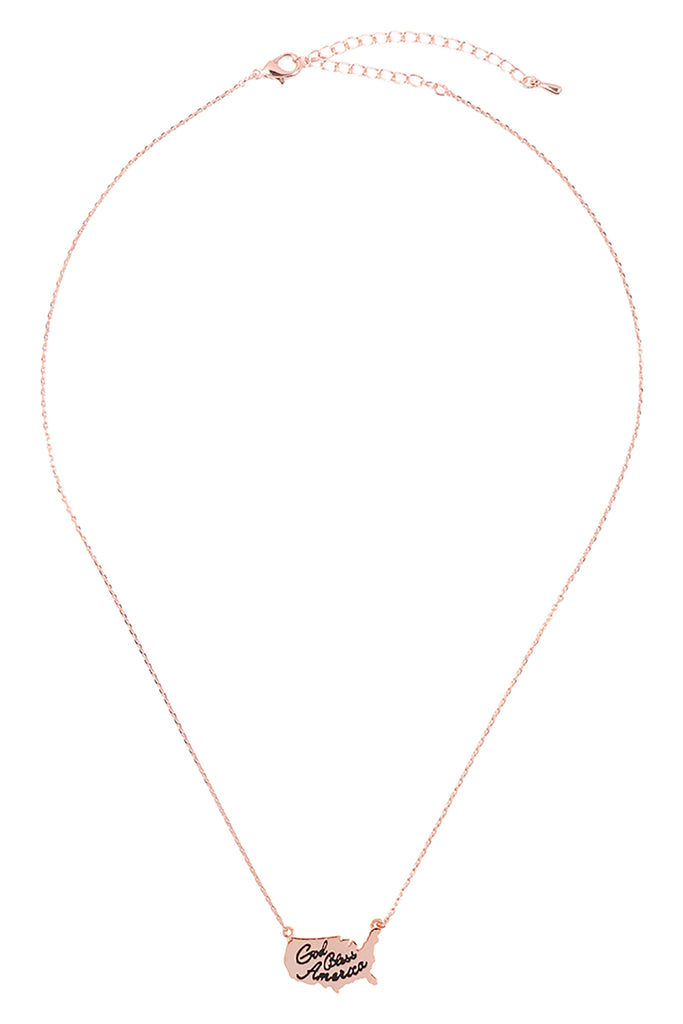 INA219 - "GOD BLESS AMERICA" CONTINENT NECKLACE