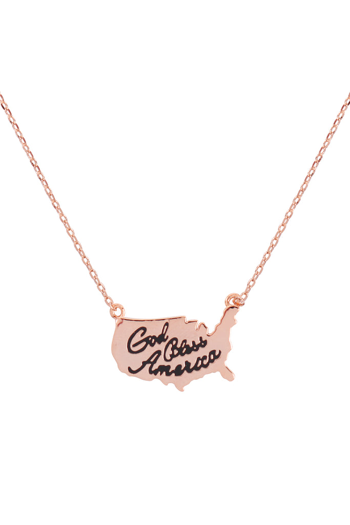 INA219 - "GOD BLESS AMERICA" CONTINENT NECKLACE