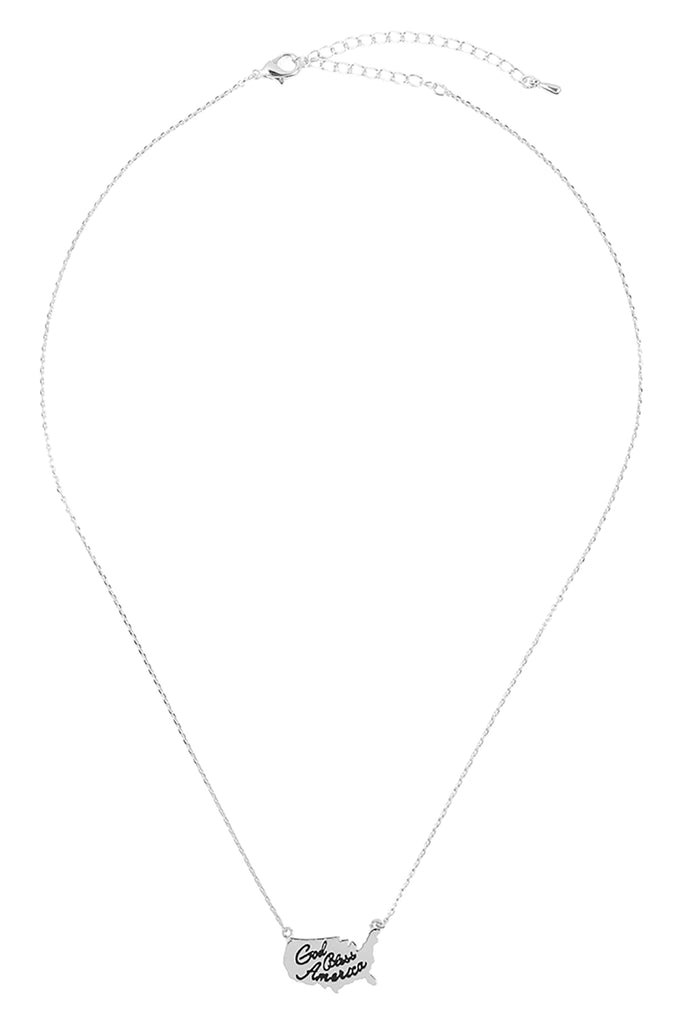 INA219 - "GOD BLESS AMERICA" CONTINENT NECKLACE