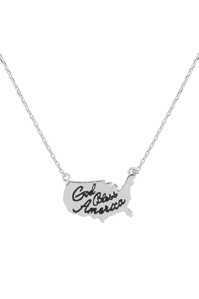 INA219 - "GOD BLESS AMERICA" CONTINENT NECKLACE