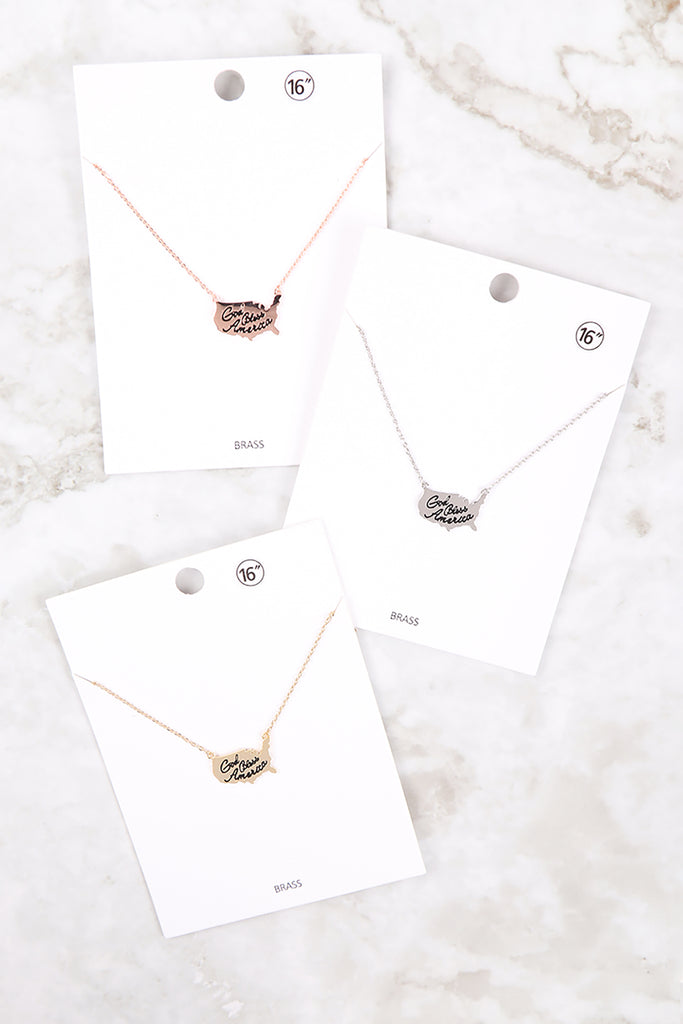 INA219 - "GOD BLESS AMERICA" CONTINENT NECKLACE