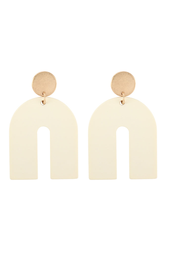 U SHAPE UPSIDE DOWN ACRYLIC NUETRAL COLOR EARRINGS