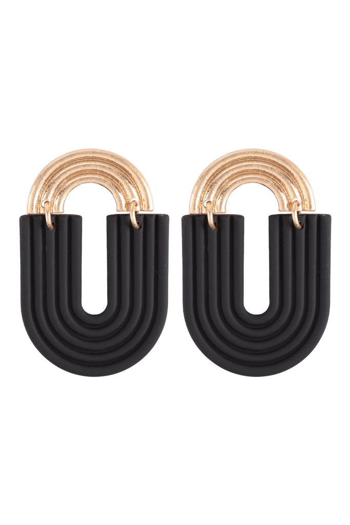 RAINBOW POST COLOR U SHAPE DROP EARRINGS