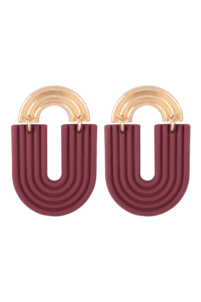 RAINBOW POST COLOR U SHAPE DROP EARRINGS