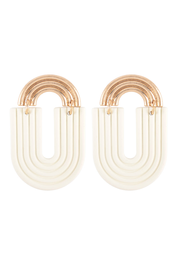 RAINBOW POST COLOR U SHAPE DROP EARRINGS